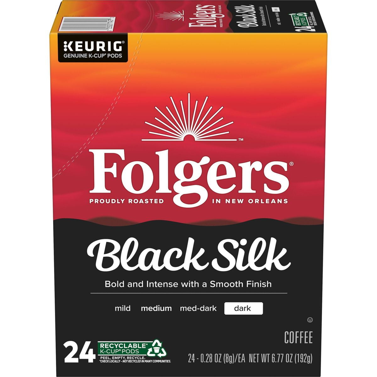 Folgers Black Silk Dark Roast Coffee - Keurig K-Cup Pods - 24ct - Pack of 2