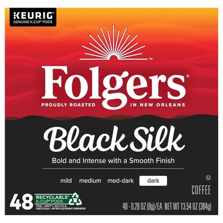 Folgers Black Silk Dark Roast K-Cup Coffee Pods, 48 ct (Package May Vary)