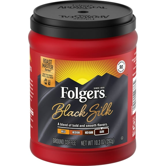 Folgers Black Silk Ground Coffee, Dark Roast, 10.3-Ounce