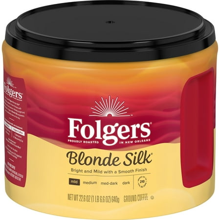 Folgers Blonde Silk Ground Coffee, Light Roast, 22.6 oz Canister