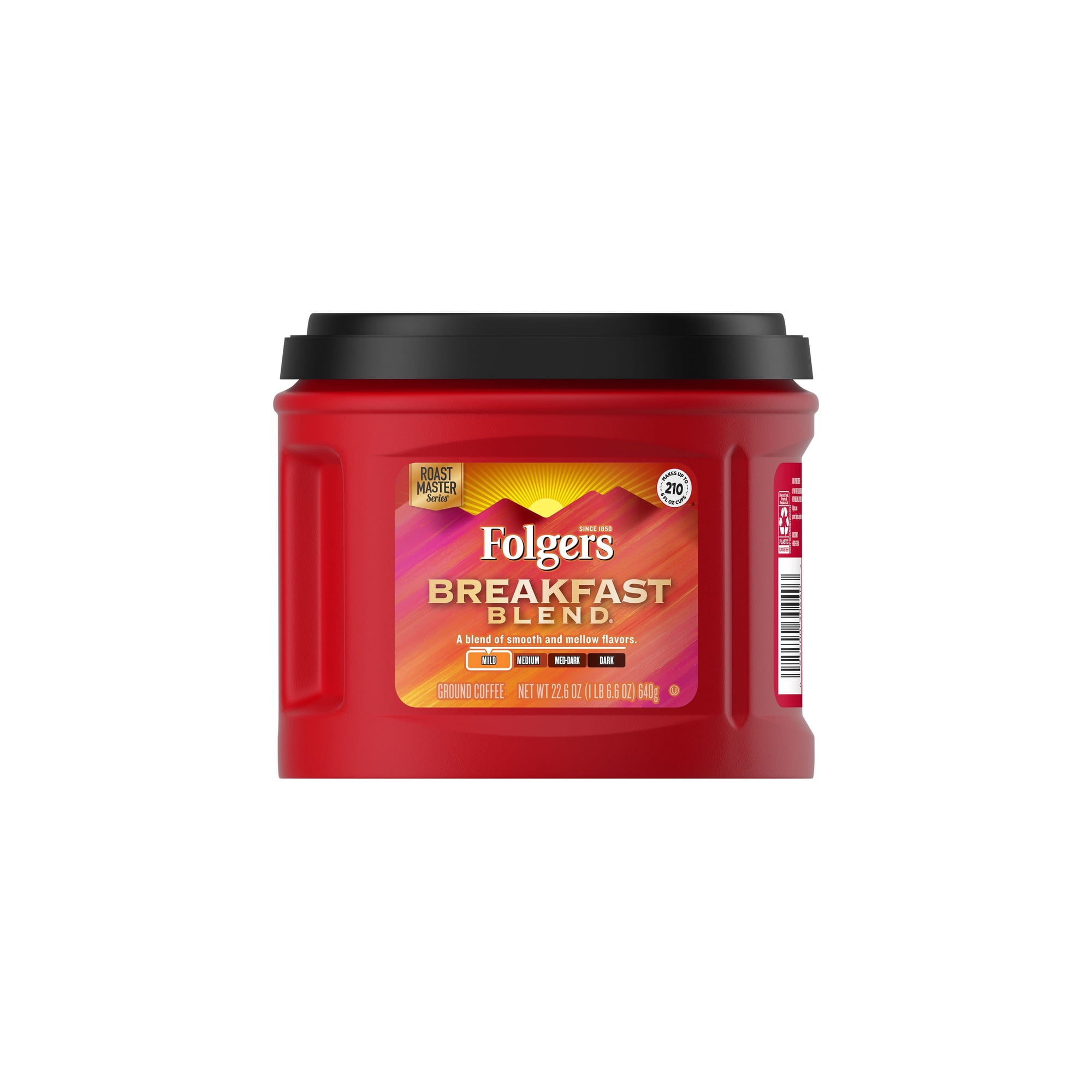 Folgers Breakfast Blend Ground Coffee, Mild Roast, 22.6 oz Canister