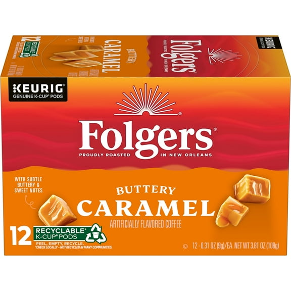 Folgers Buttery Caramel Artificially Flavored Coffee, 12 Count Box