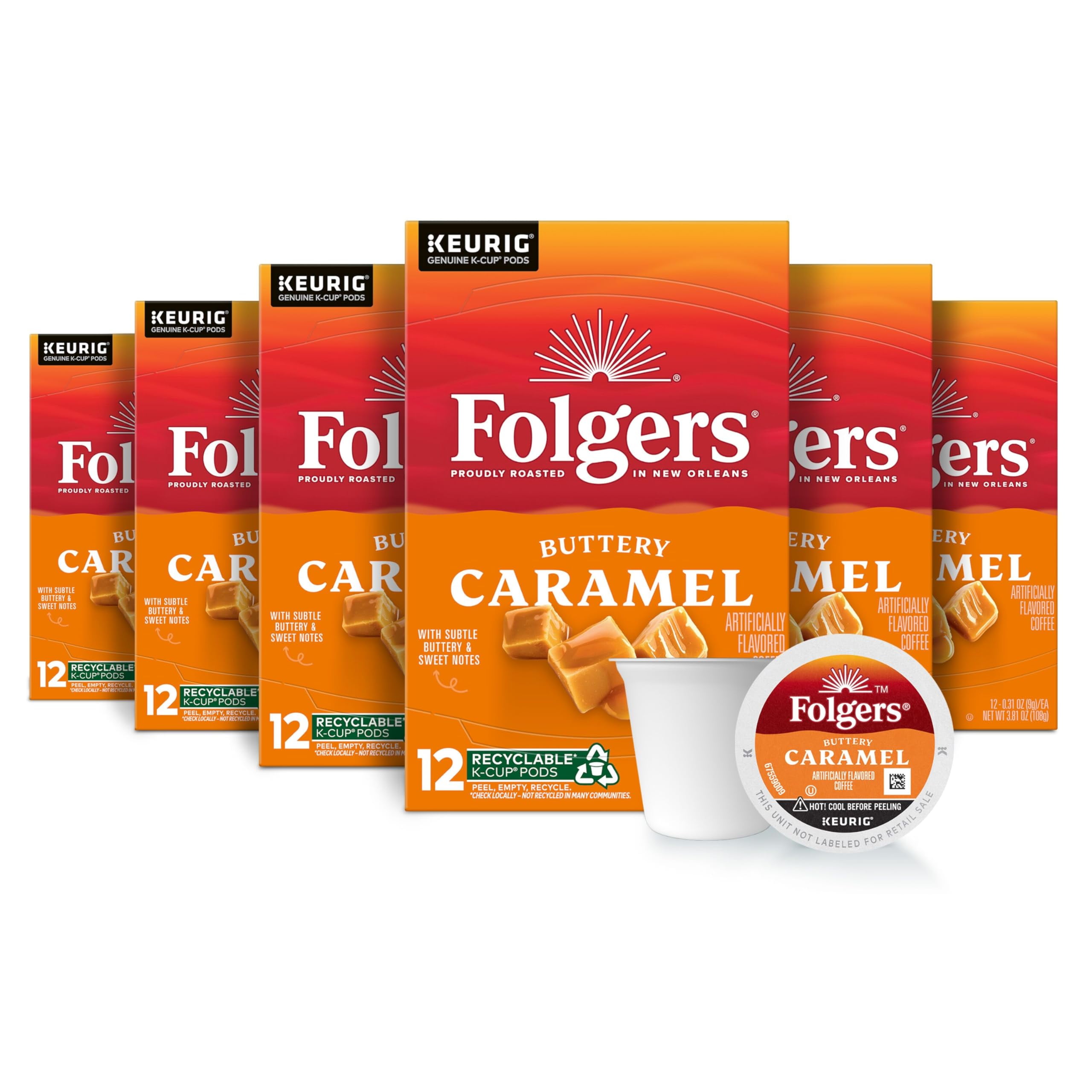 Folgers Buttery Caramel Flavored Coffee, 72 Keurig K-Cup Pods - Walmart.com
