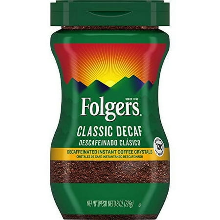 Folgers Classic Decaf Decaffeinated Instant Coffee Crystals, 8 oz