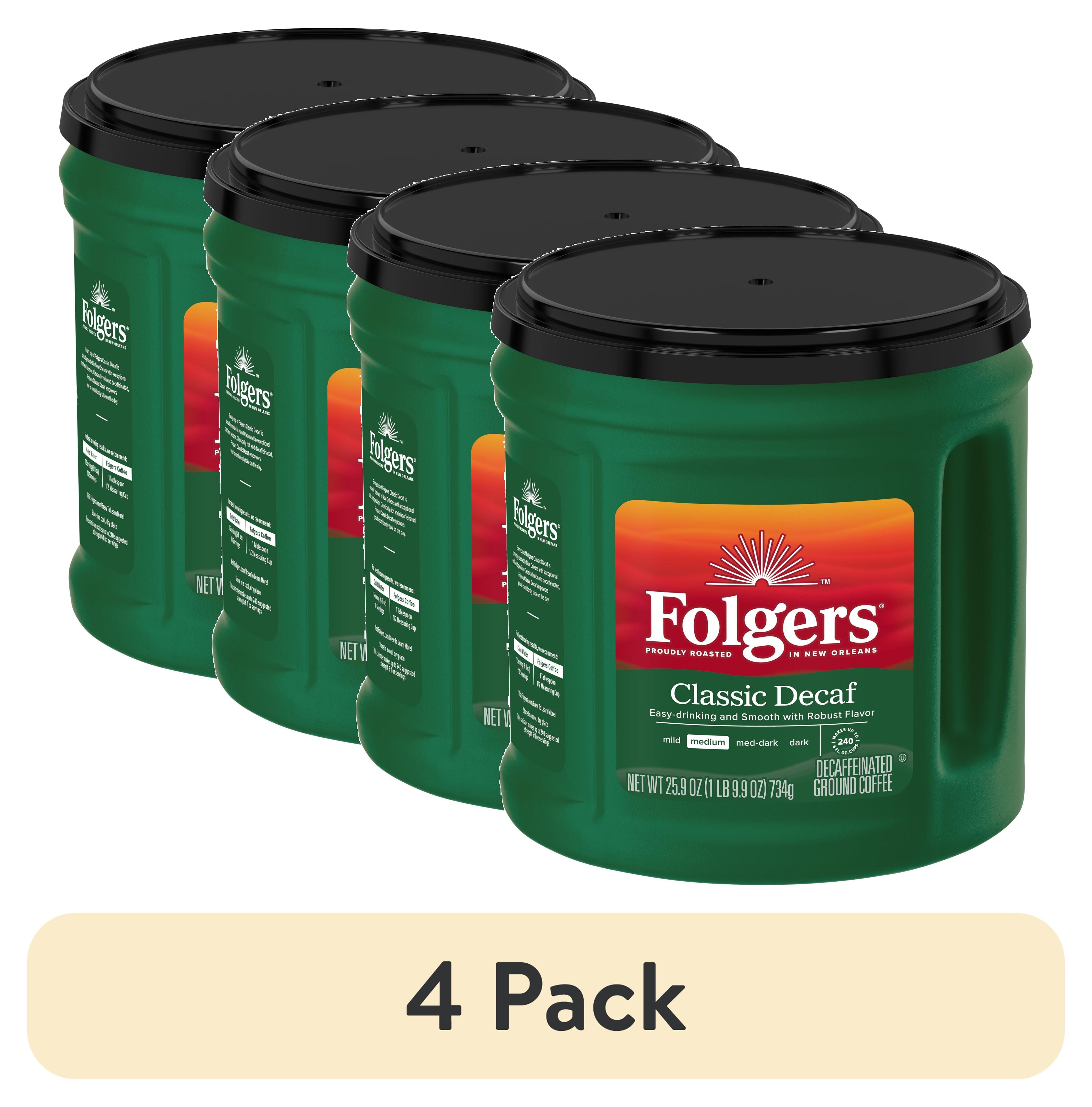 (4 pack) Folgers Classic Decaf Ground Coffee, Medium Roast, 25.9Ounce