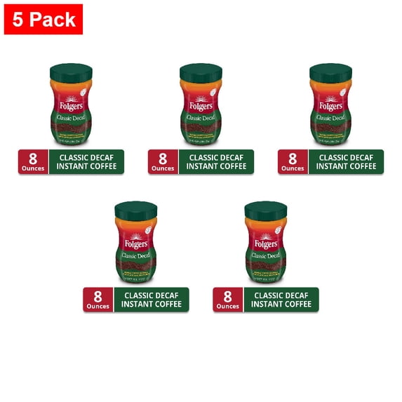 Folgers Classic Decaf Instant Coffee 8 oz - 5 Pack