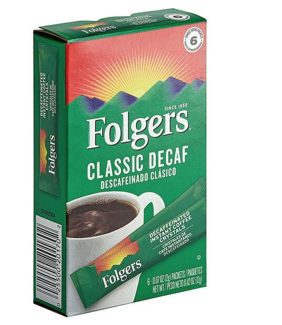 Folgers Classic Decaf Instant Coffee Crystals Packets, 6 Ct inside