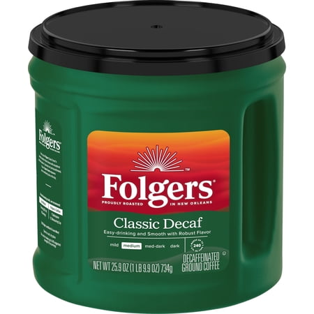 Folgers Classic Decaf Medium Roast Ground Coffee, 25.9 Ounces (Pack Of 6)