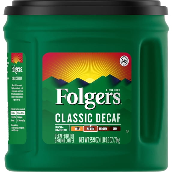 Folgers Classic Medium Roast Ground Coffee Decaf 25.9 oz (Pack of 6)