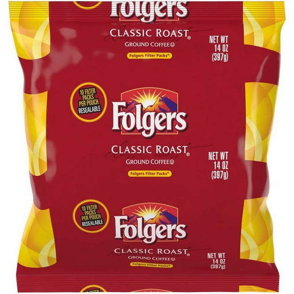 Folgers Classic Roast Coffee Filter Pack, 1.4 Oz,16 Per Case