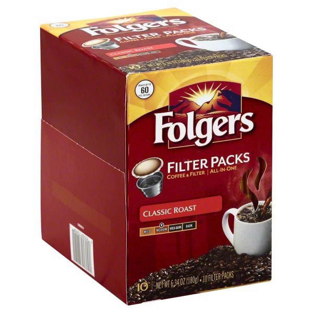 Folgers Classic Roast Coffee Filter Packs, 10 Count