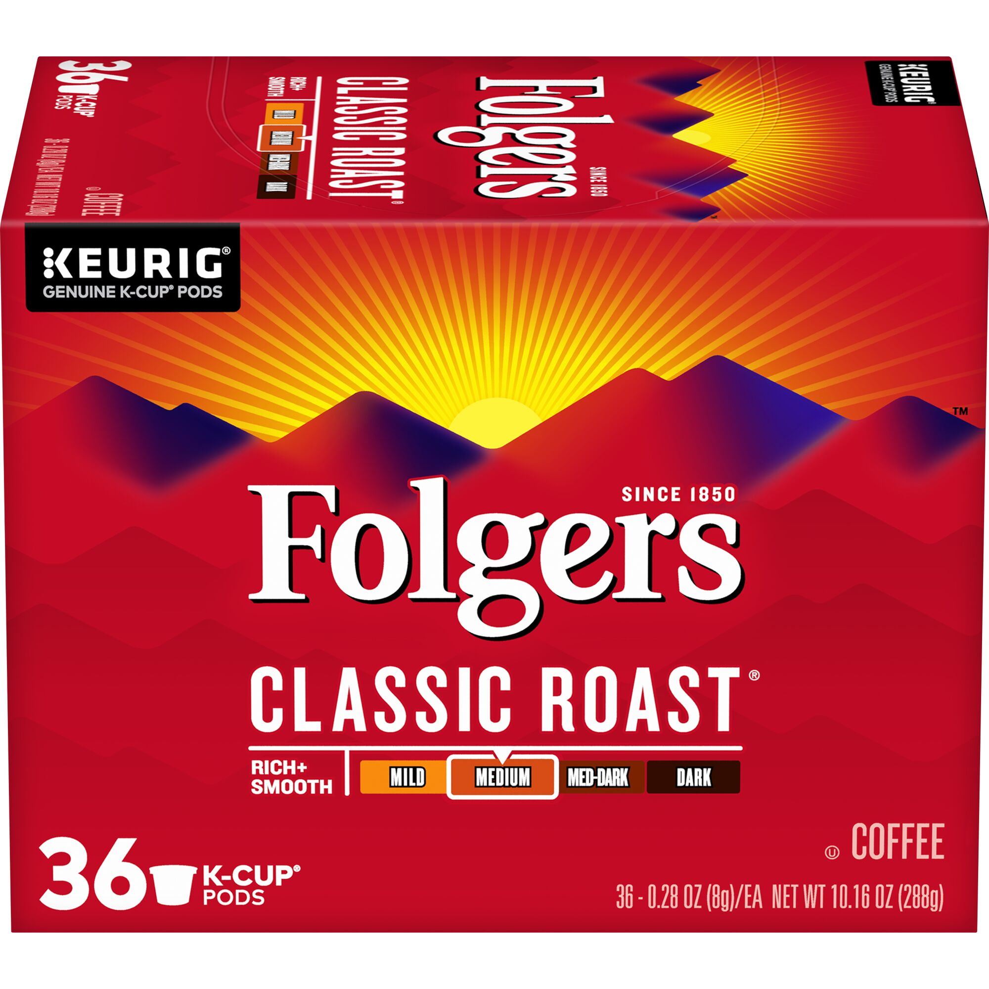 Folgers Classic Roast Coffee K-Cup Pods, Medium Roast, 36 Count