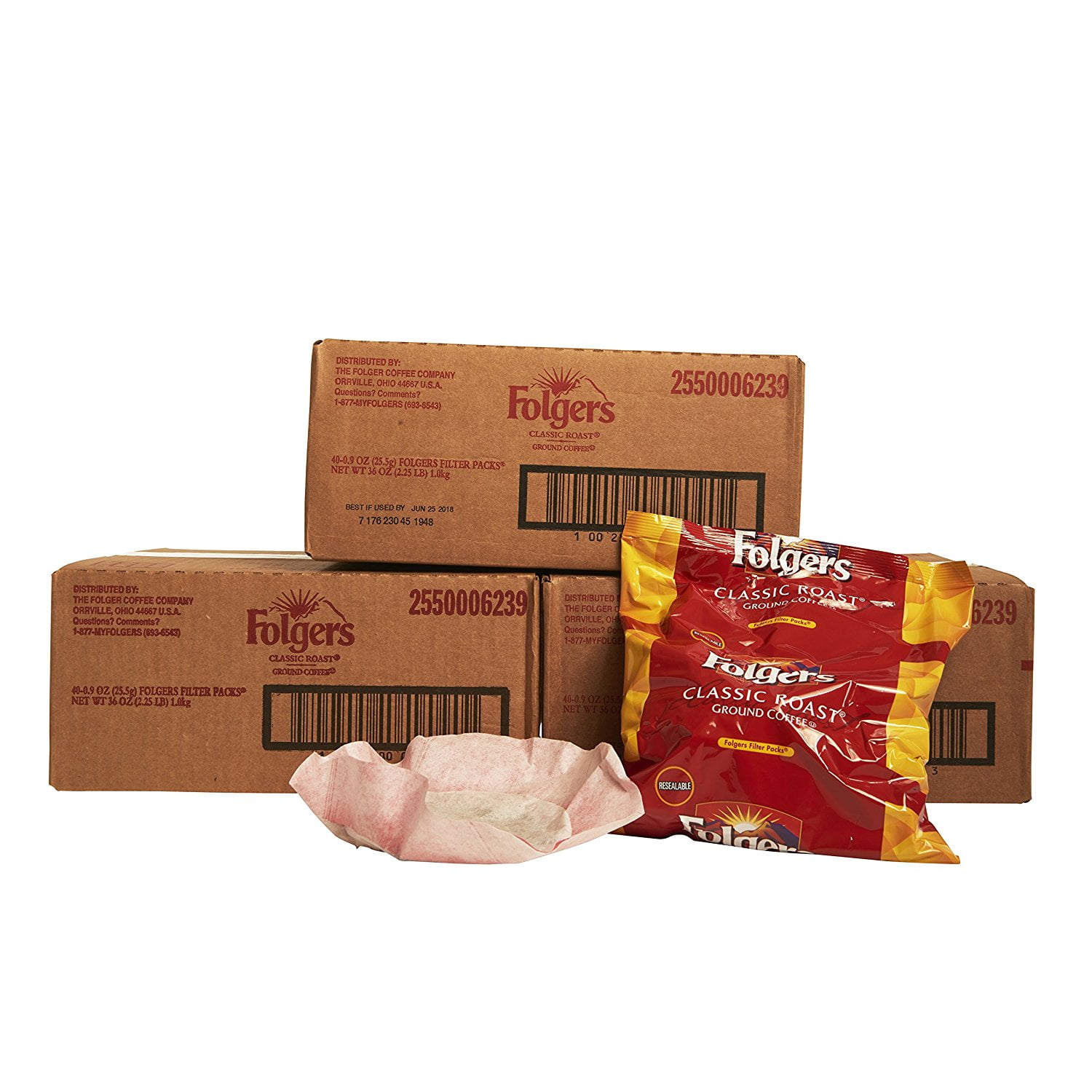 Folgers Classic Roast Filter Packs, Premeasured Ground Coffee and Filter in a Single Pouch, 3