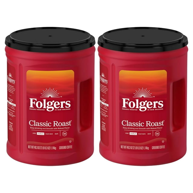 (2 pack) Folgers Classic Roast Ground Coffee, 40.3Ounce