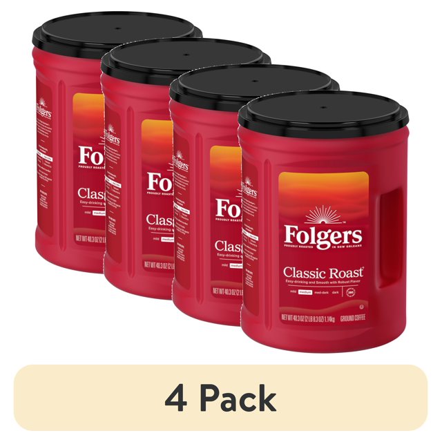 (4 pack) Folgers Classic Roast Ground Coffee, Medium Roast, 40.3Ounce