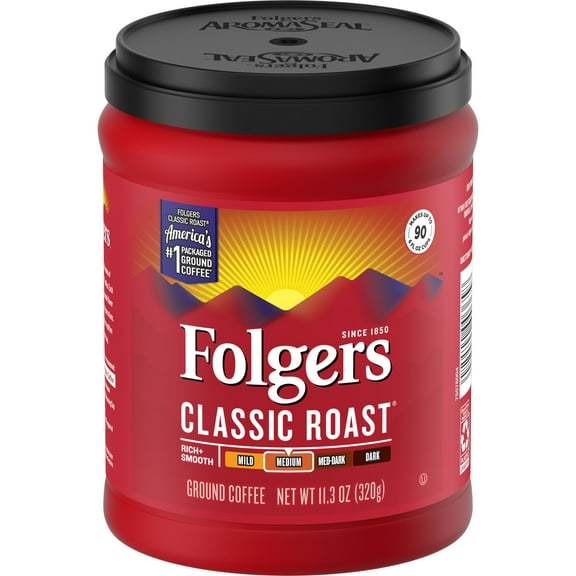 Folgers Classic Roast Ground Coffee, Medium Roast, 11.3-Ounce
