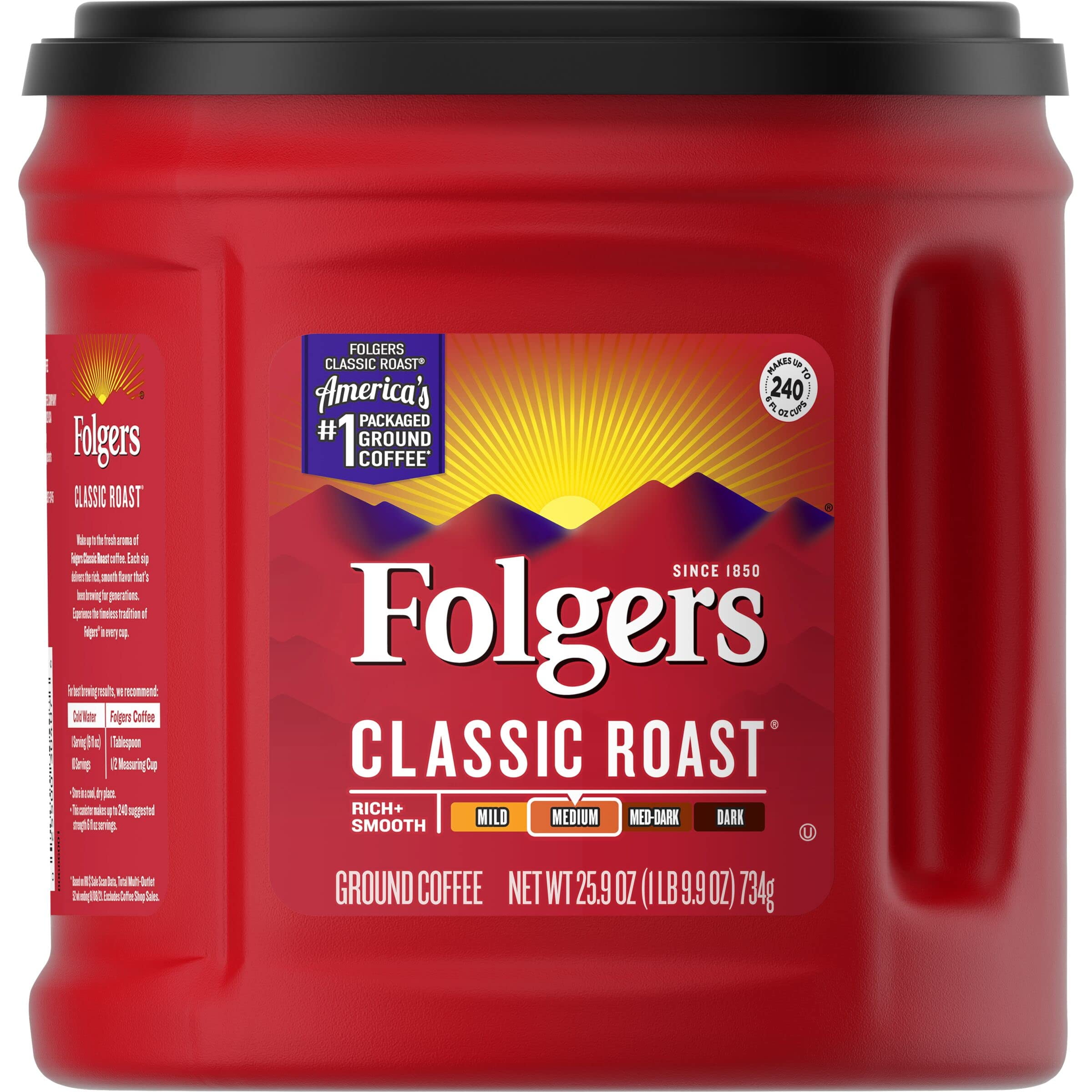 Folgers Classic Roast Ground Coffee Medium Roast 25.9 Ounce (Pack of 2)