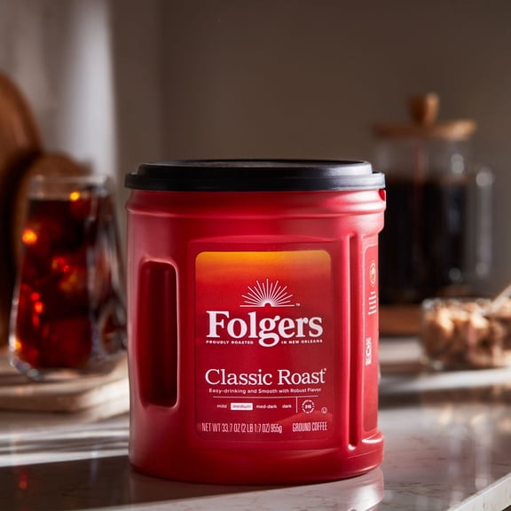 Folgers Classic Roast Ground Coffee, Medium Roast 33.7 oz - Pack of 1