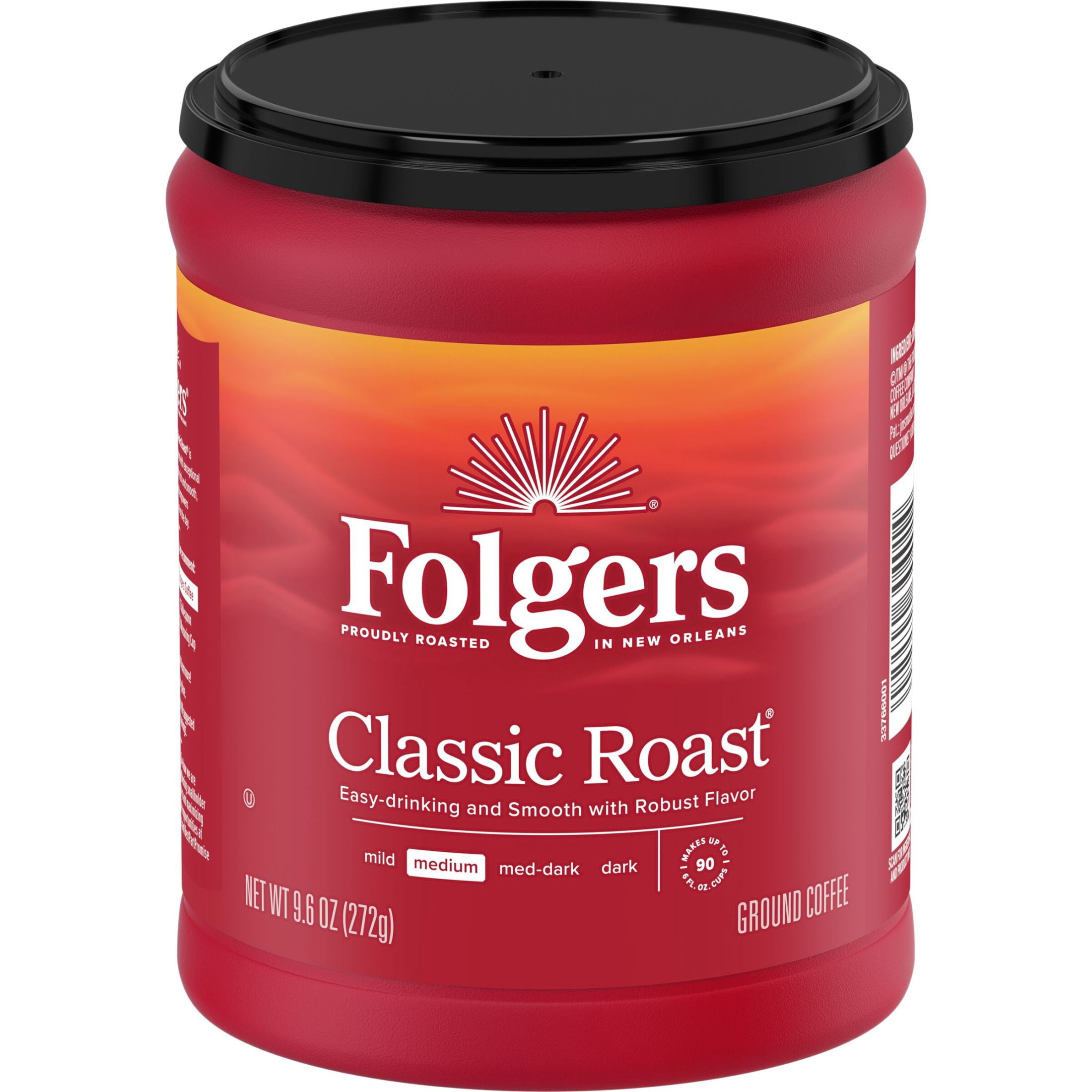Folgers Classic Roast Ground Coffee, Medium Roast, 9.6 oz Canister