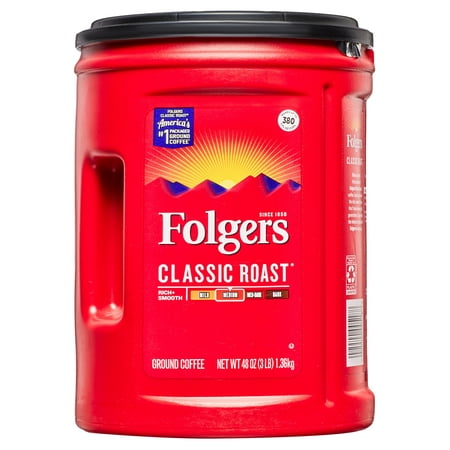 Folgers Classic Roast Ground Coffee, Medium Roast Coffee, 48 Oz Canister