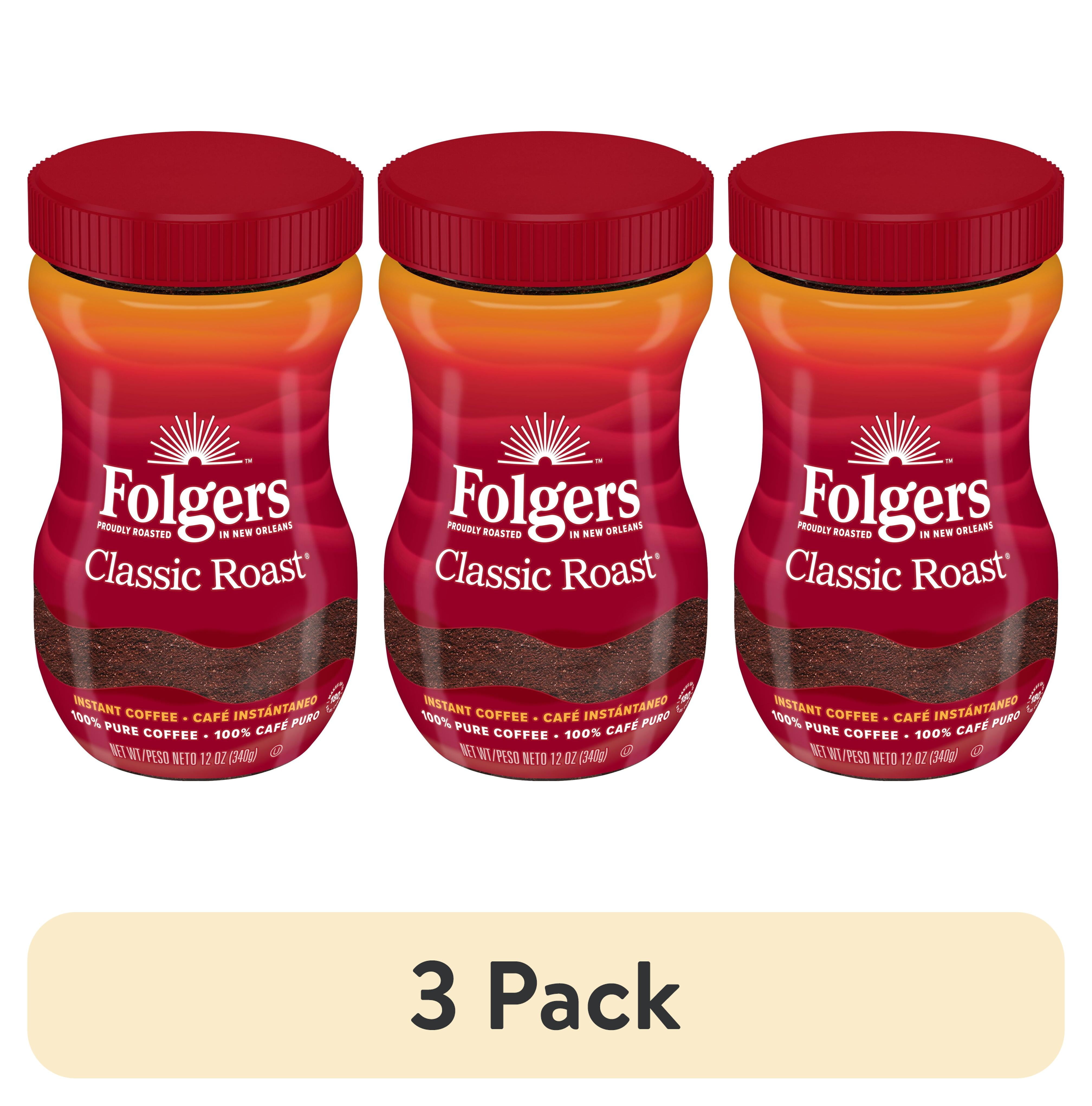 Shop (3 pack) Folgers Classic Roast Instant Coffee, 12Ounce Jar