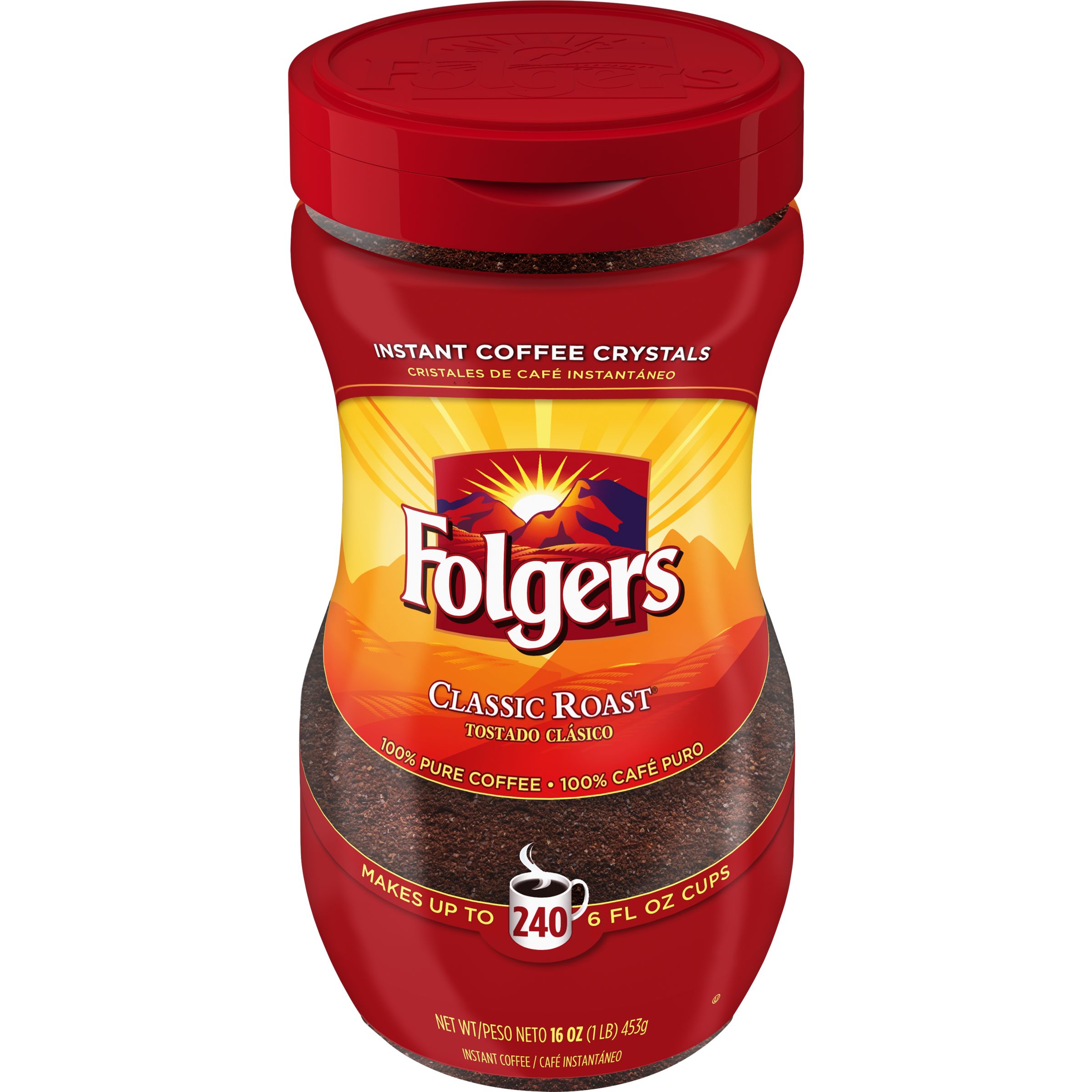 Folgers Classic Decaf Instant Coffee – 8 Oz Jar – Caffeine Free – Exp Aug 2026