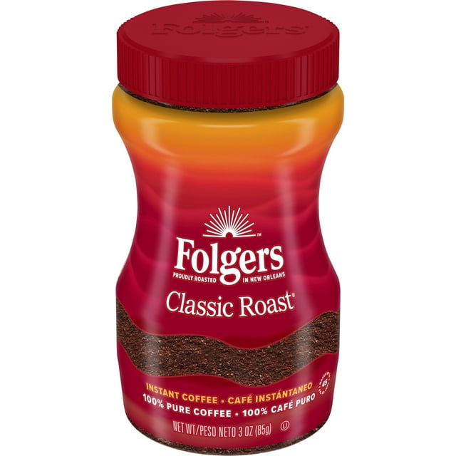Folgers Classic Roast Instant Coffee, 3Ounce Jar