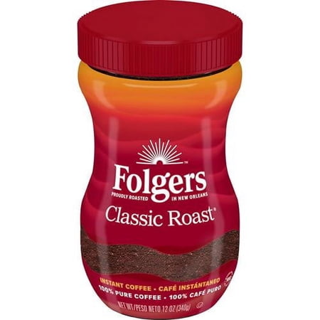 Folgers Classic Roast Instant Coffee Crystals, 12 Ounces