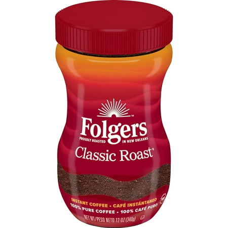 Folgers Classic Roast Instant Coffee, 12 Oz..
