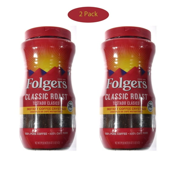 Folgers Classic Roast Instant Coffee Crystals - 16 Oz (Pack of 2)