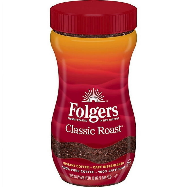 Instant Coffee Crystals, Classic Roast, 16oz Jar Instant Coffee Crystals, Classic Roast, 16oz Jar