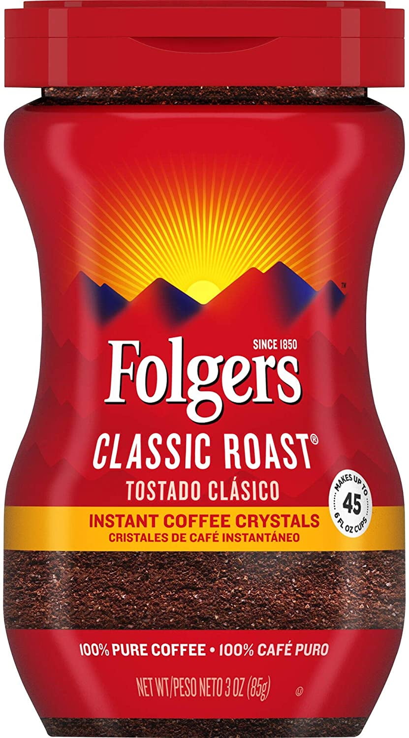 Folgers Classic Roast Instant Coffee Crystals, 3 Ounces