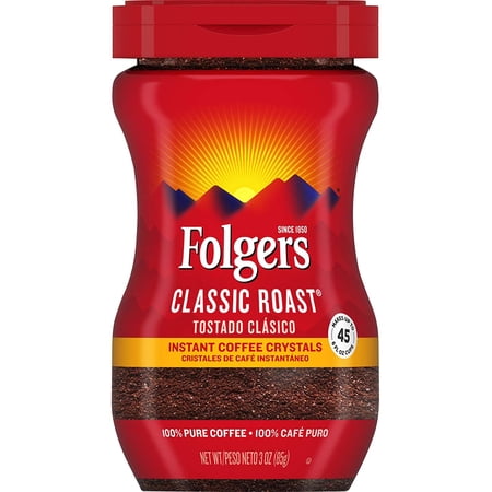 Folgers Classic Roast Instant Coffee Crystals, 3 Ounces