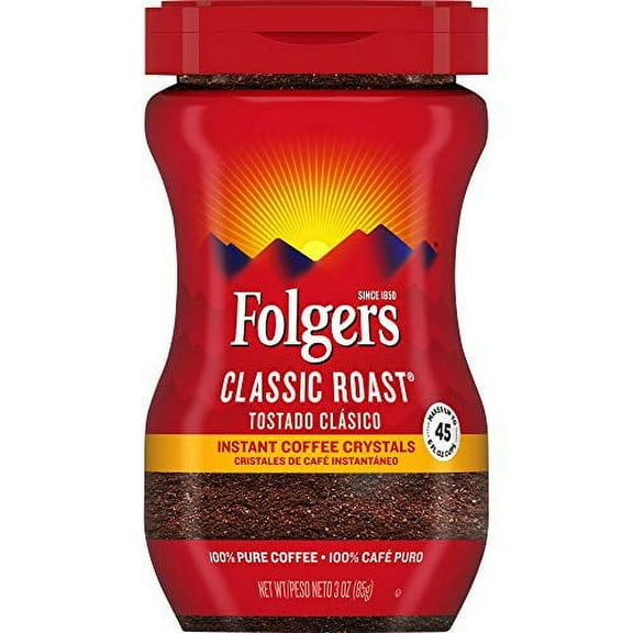 Folgers Classic Roast Instant Coffee Crystals, 3 oz, 6 Pack