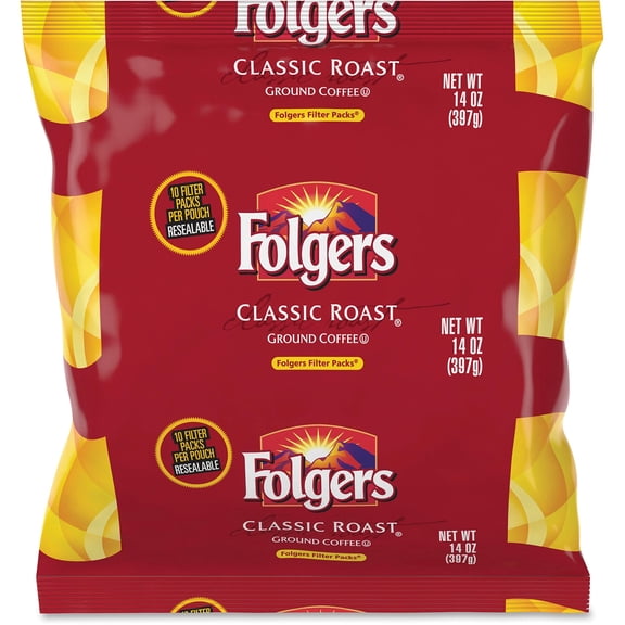 Folgers Classic Roast Medium Roast Ground Coffee, 40- 1.4 Ounce Filter Packs