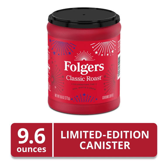 Folgers Classic Roast Medium Roast Ground Coffee, Limited Edition Canister for Americas 250th Anniversary, Pack of 4