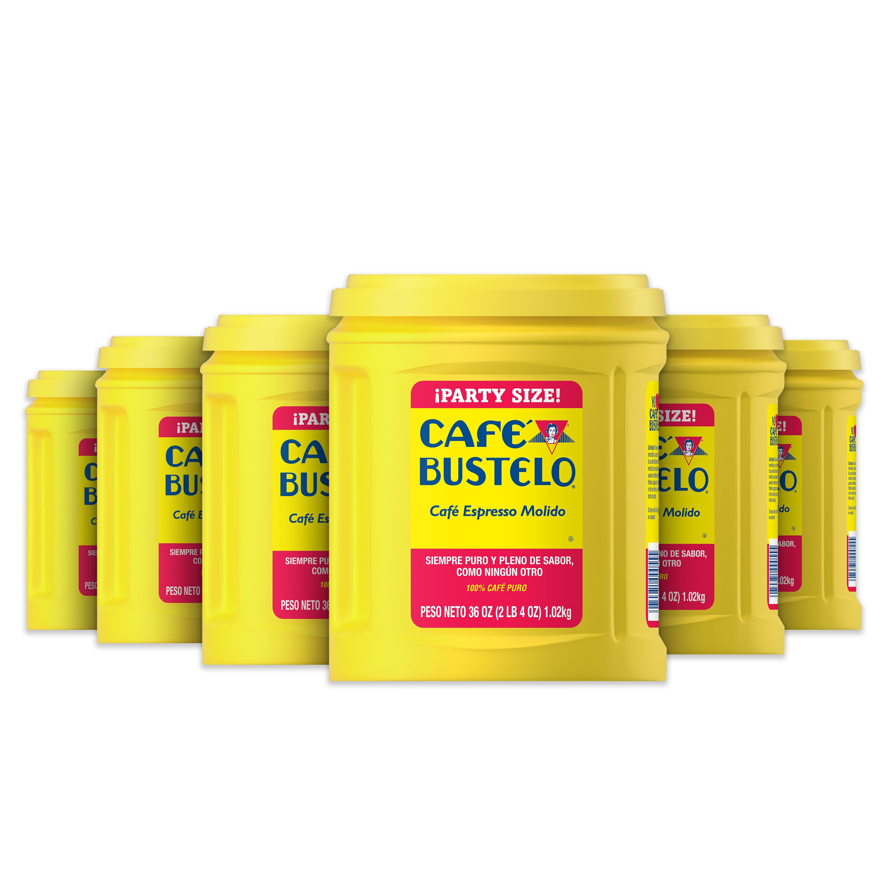 (6 pack) Cafe Bustelo Espresso Ground Coffee, Dark Roast, 36 oz Canister