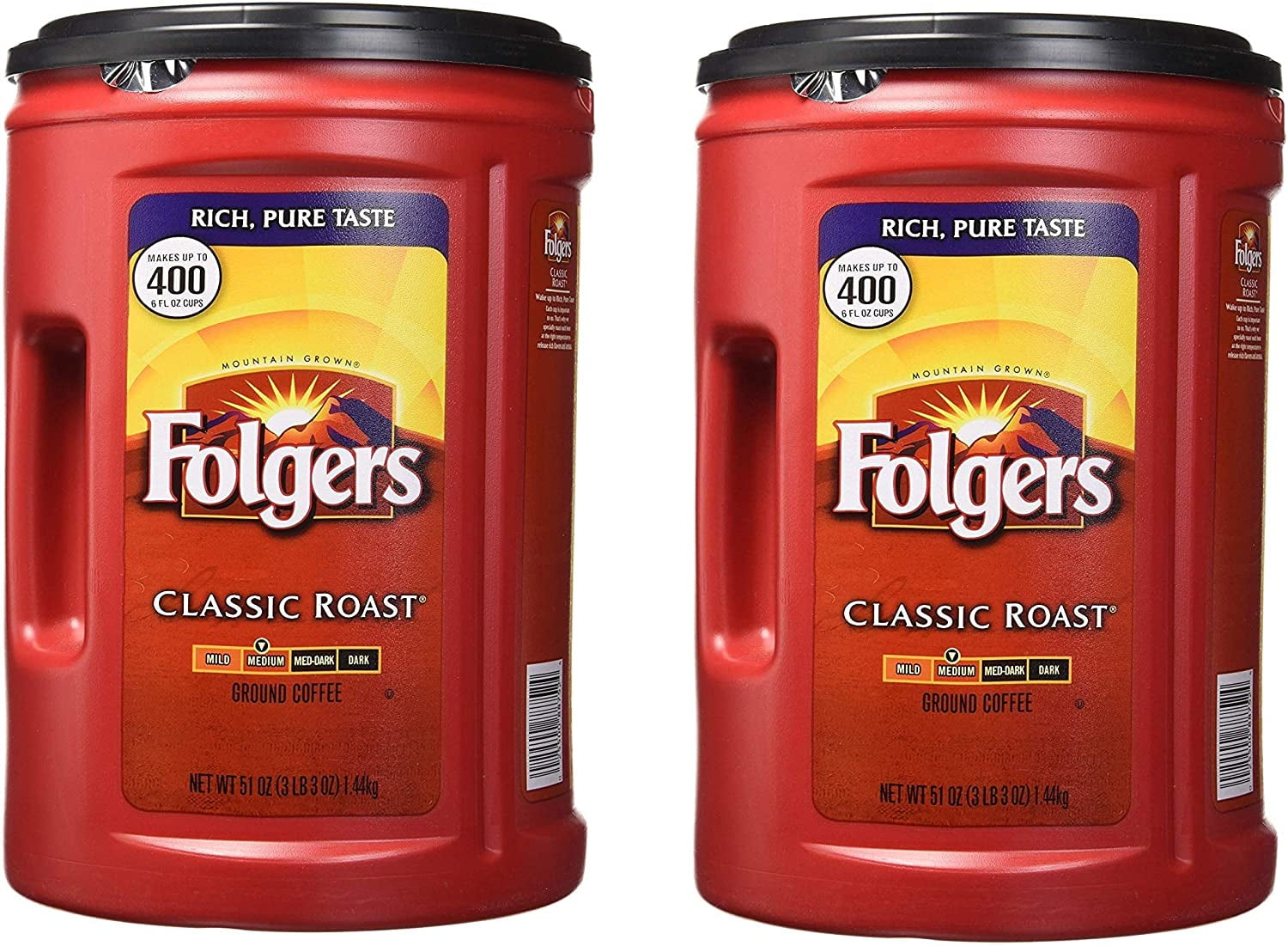 Folgers Classic Roast Coffee, Medium, 2 Count, 43 Ounce - Mountain ...