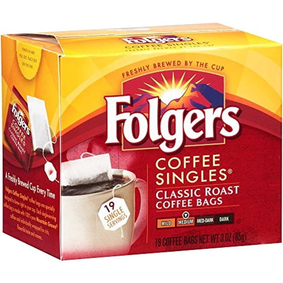 Folgers Coffee Singles - 19 Packets Per Box, 12 Boxes Per Case