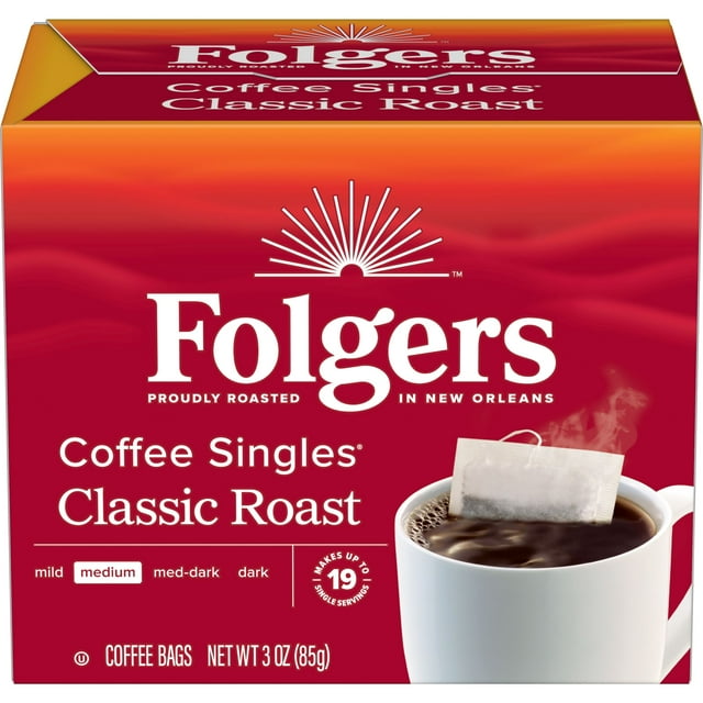 Folgers Coffee Singles Classic Roast Coffee Bags, 228 Count
