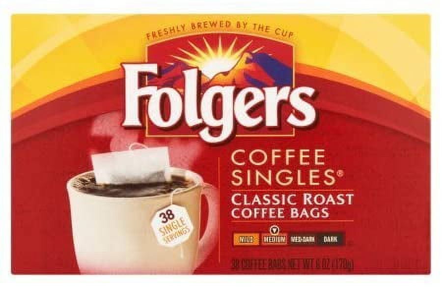 Folgers Coffee Singles Classic Roast Coffee Bags, 30 count, 6 oz