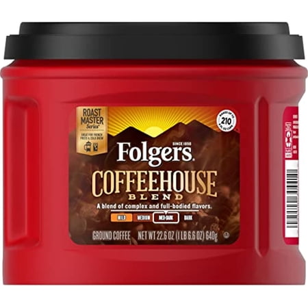 Folgers Coffeehouse Blend Medium Dark Roast Ground Coffee, 22.6 Ounces (Pack Of 6)