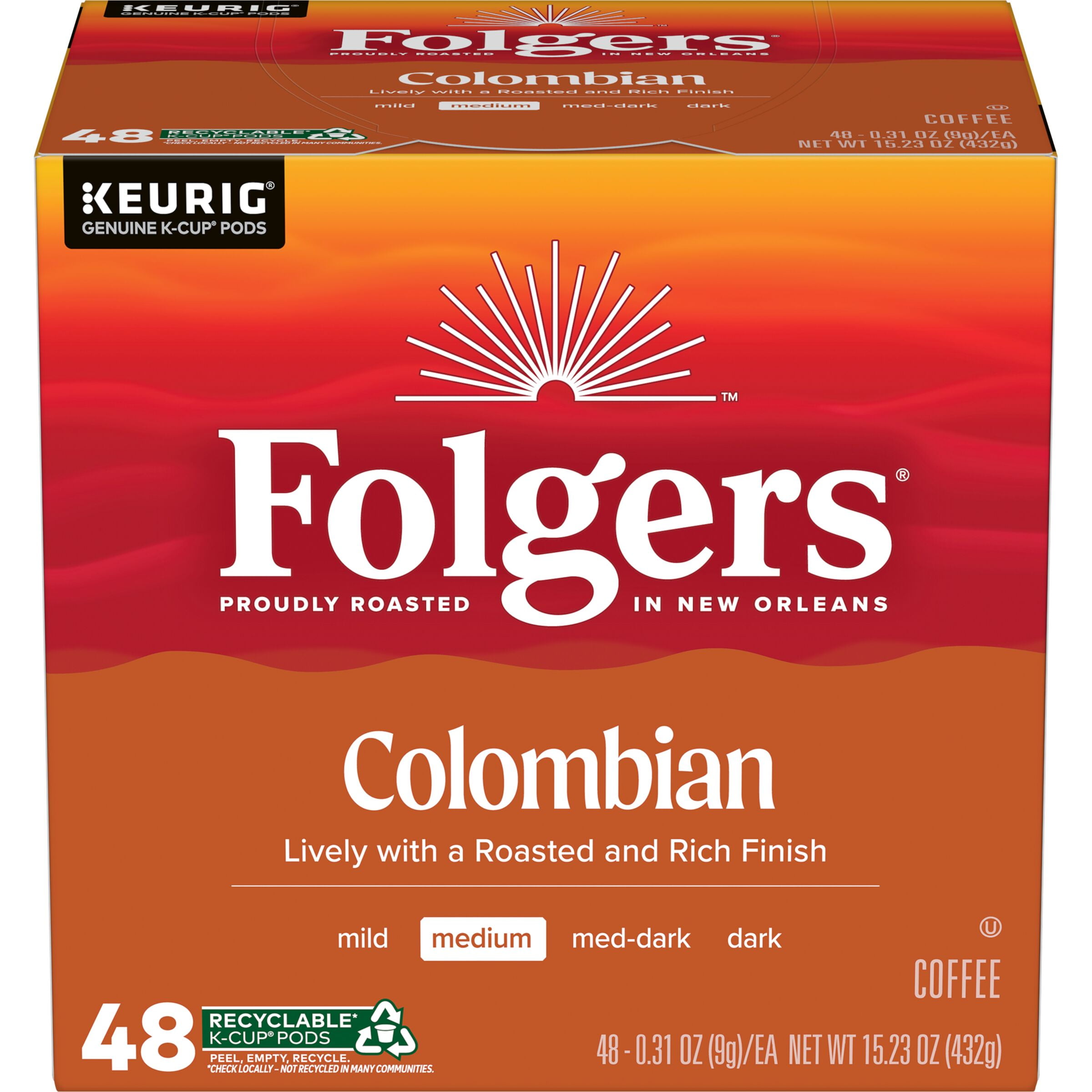 Folgers Colombian Coffee, Medium Roast, Keurig KCup Pods, 48 count Box
