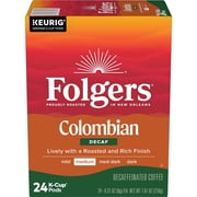 Folgers Colombian Decaffeinated Coffee, Medium Roast, Keurig K Cup Brewers, 24 Count Box