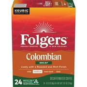 Folgers Colombian Decaffeinated Coffee, Medium Roast, Keurig K Cup Brewers, 24 Count Box