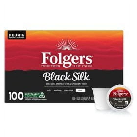 Folgers Dark Roast K-Cup Coffee Pods, Black Silk, 100 count.pack of 2