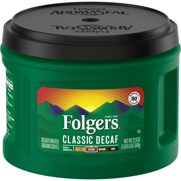 Folgers Decaf Coffee, Ground Coffee, Classic Medium Roast, 22.6 Ounce Canister