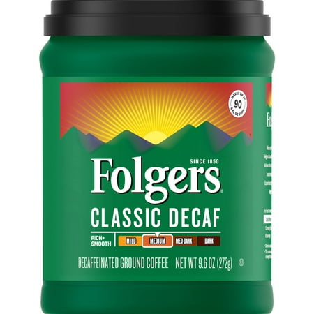 Folgers Decaf Ground Coffee, Medium Roast, 9.6 Oz. (Pack of 14)