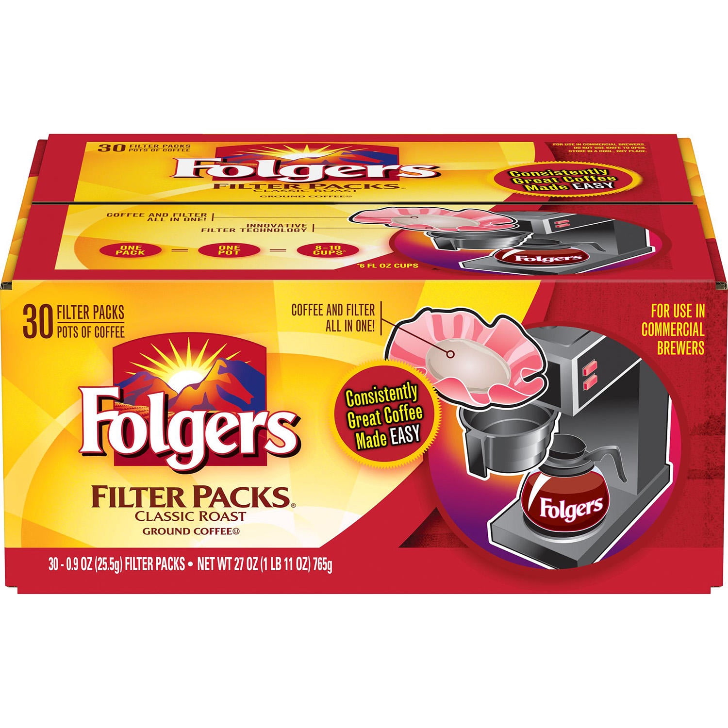 Folgers Filter Packs Coffee, Classic Roast (.9 Oz. Packs, 30 Ct