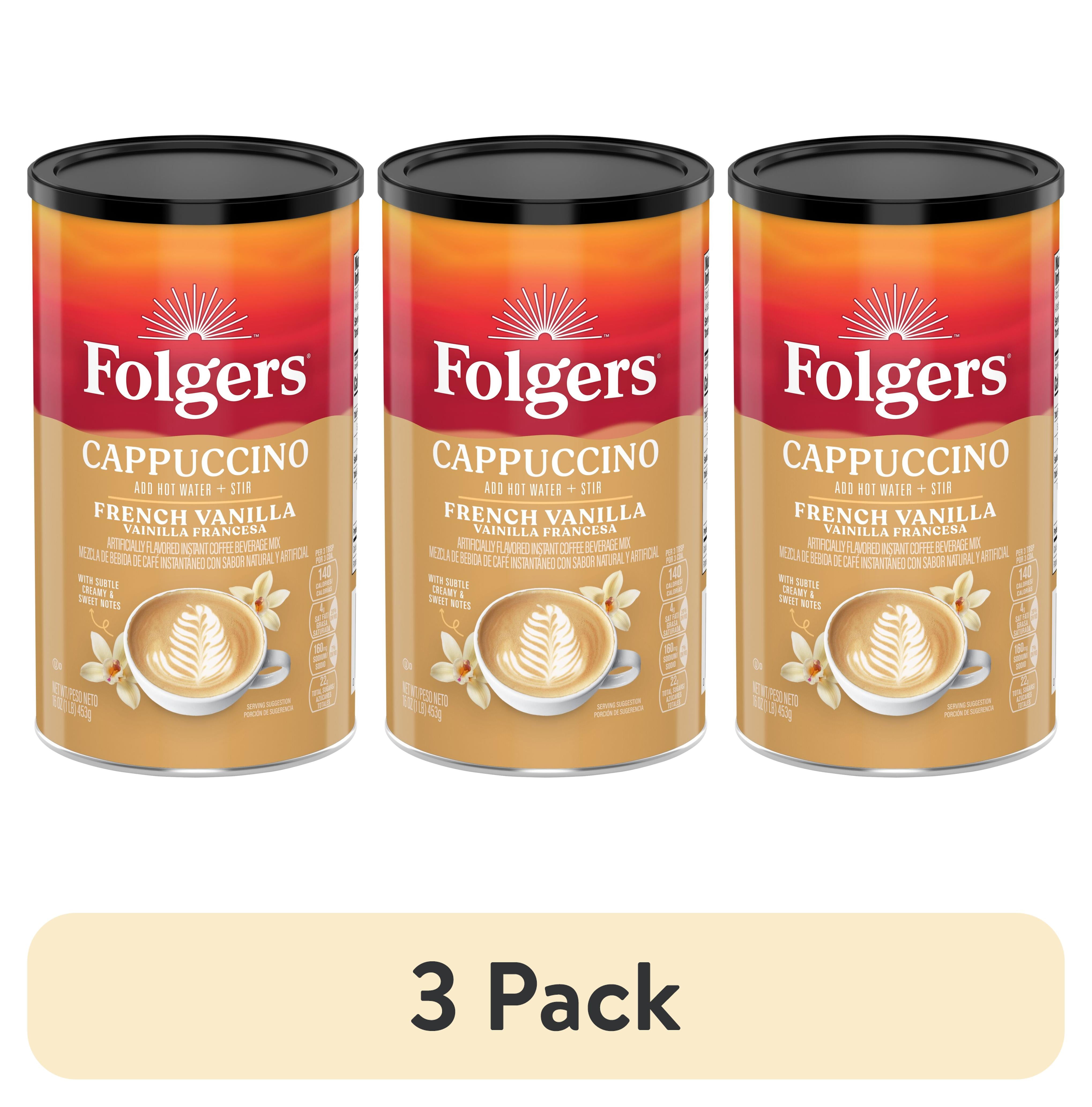 (3 pack) Folgers French Vanilla Flavored Cappuccino Packets, Instant